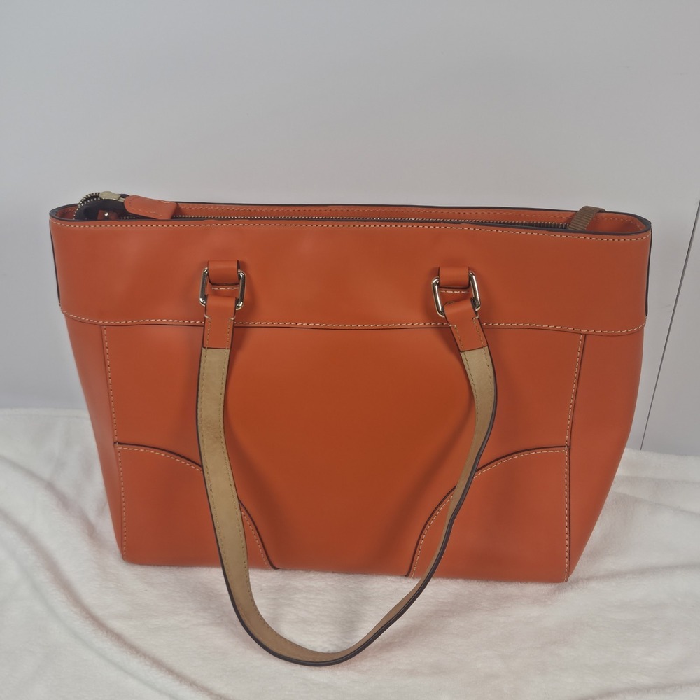 Dooney & Bourke "MILA" Pumpkin Color/Large Leather Tote Bag With Dust Cover - Picture 11 of 16